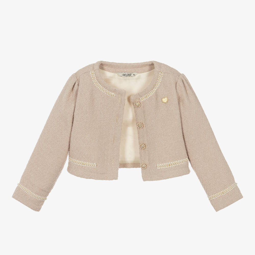 Le Chic-Girls Beige Tweed Jacket | Childrensalon Outlet