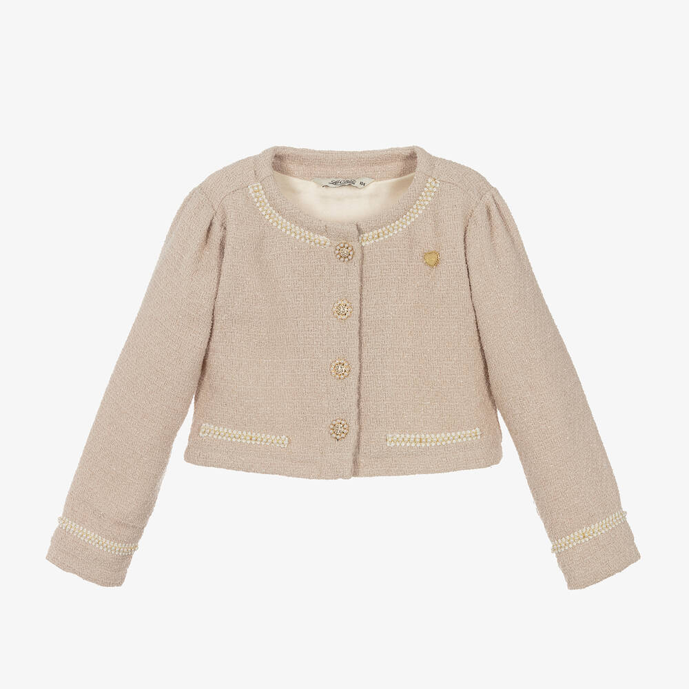 Le Chic-Girls Beige Tweed Jacket | Childrensalon Outlet