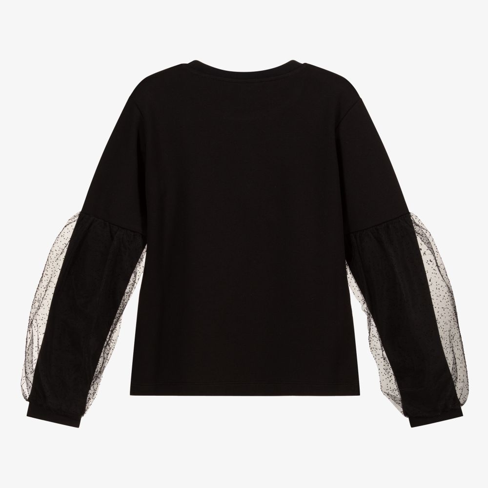 Le Chic-Girls Black Flower Top | Childrensalon Outlet