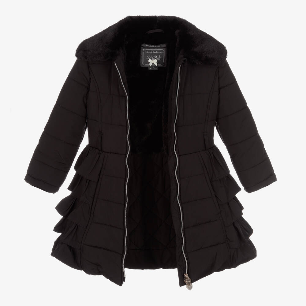 Le Chic-Girls Black Puffer Coat | Childrensalon Outlet