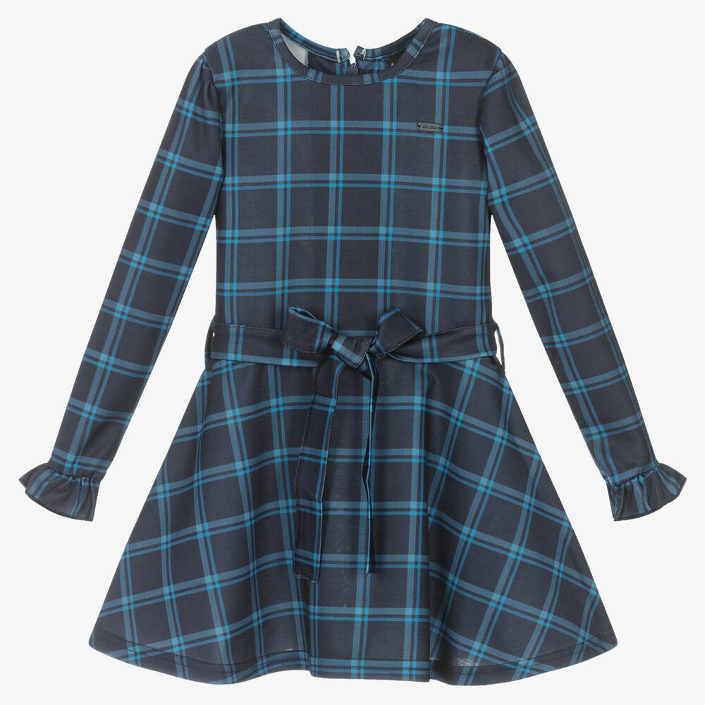 Le Chic - Girls Blue Check Dress | Childrensalon