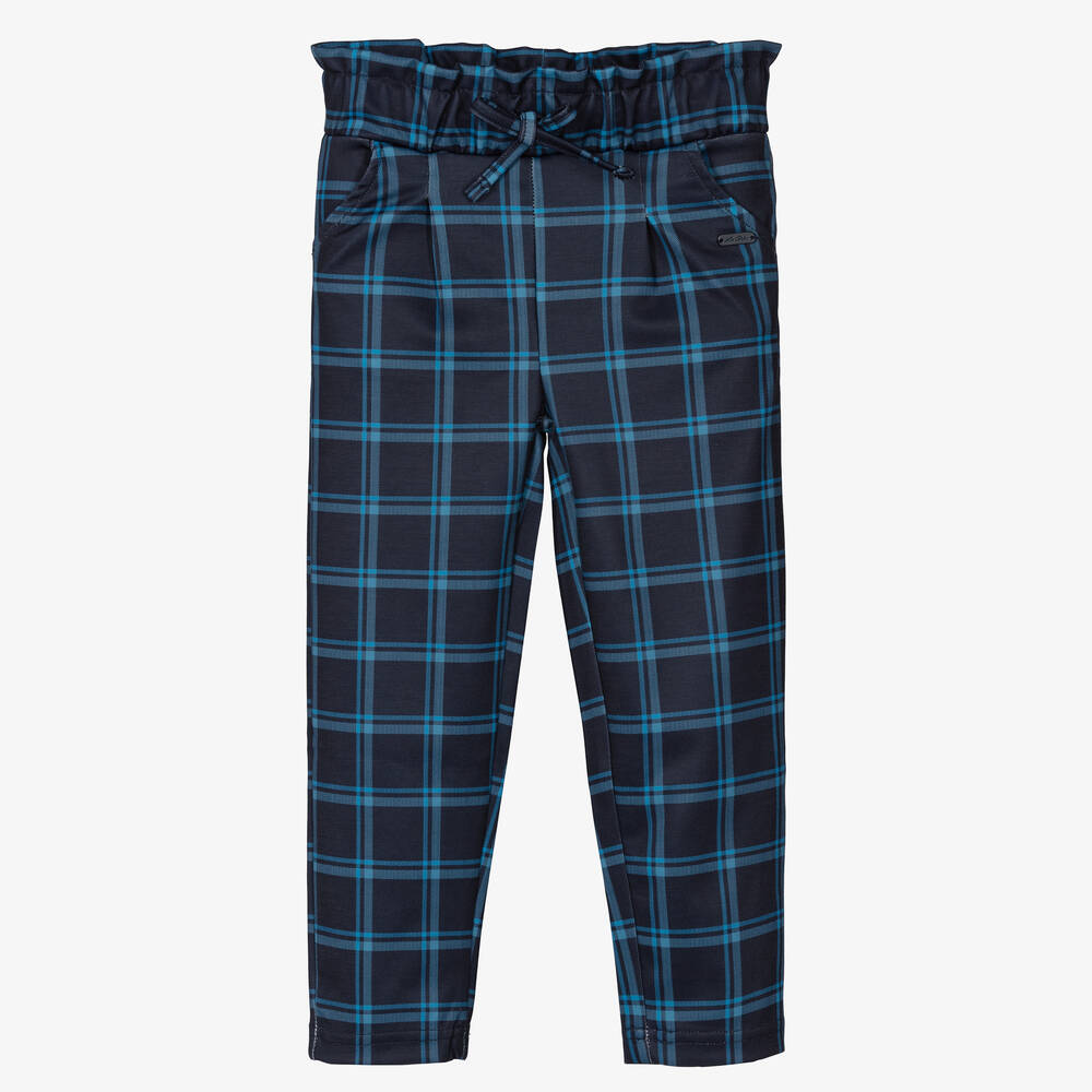 Le Chic - Girls Blue Checked Trousers | Childrensalon