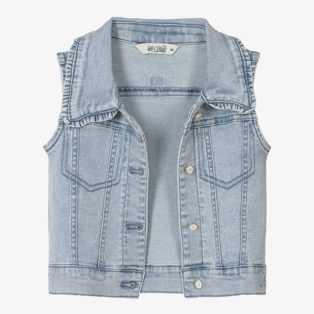 Le Chic-Girls Blue Denim Gilet | Childrensalon Outlet