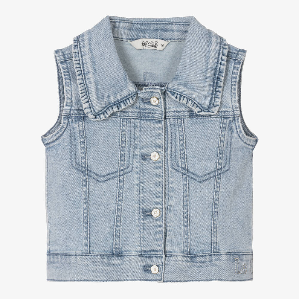 Le Chic-Girls Blue Denim Gilet | Childrensalon Outlet