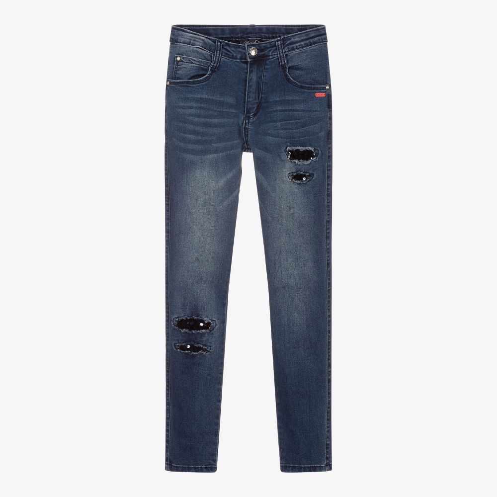 Le Chic - Girls Blue Denim Jeans | Childrensalon