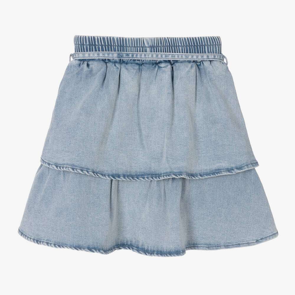 Le Chic-Girls Blue Denim Ruffle Skirt | Childrensalon Outlet