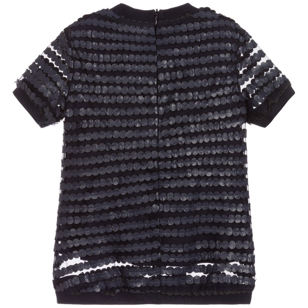 Le Chic-توب شبك وجلد إصطناعي لون كحلي للينات | Childrensalon Outlet