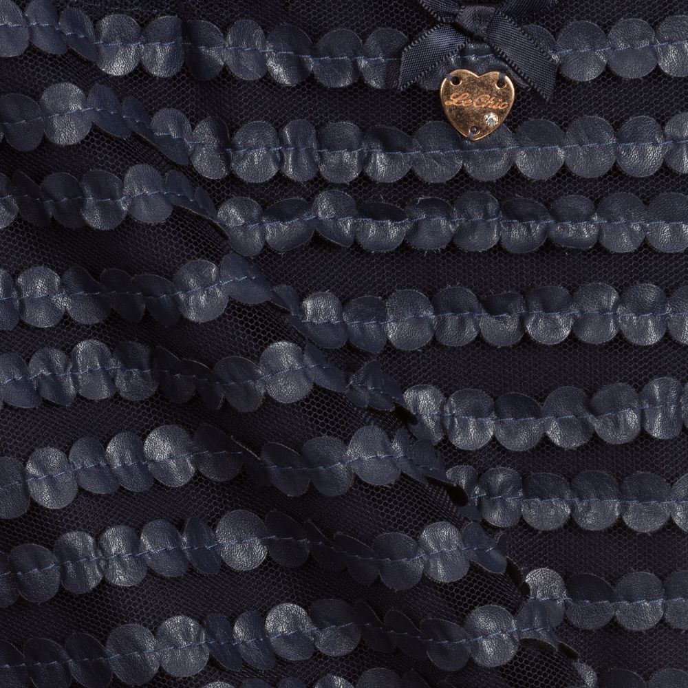 Le Chic-توب شبك وجلد إصطناعي لون كحلي للينات | Childrensalon Outlet