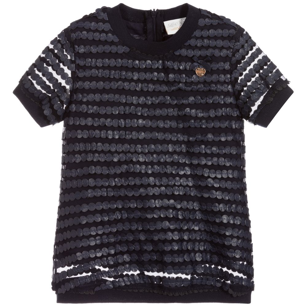 Le Chic-Girls Blue Faux Leather Top | Childrensalon Outlet