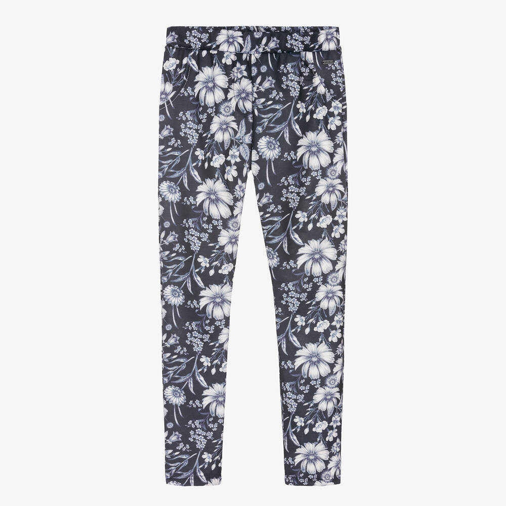 Le Chic - Pantalon bleu à fleurs fille | Childrensalon