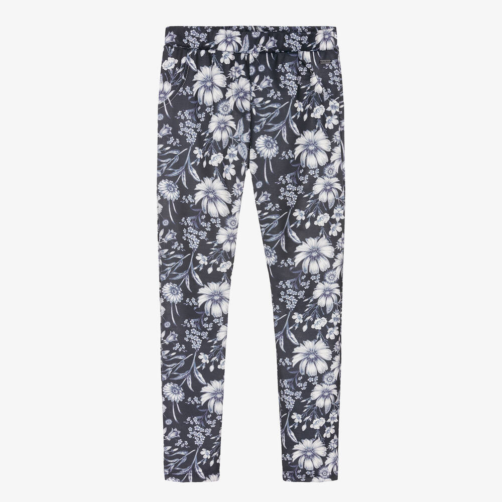 Le Chic - Girls Blue Floral Trousers | Childrensalon