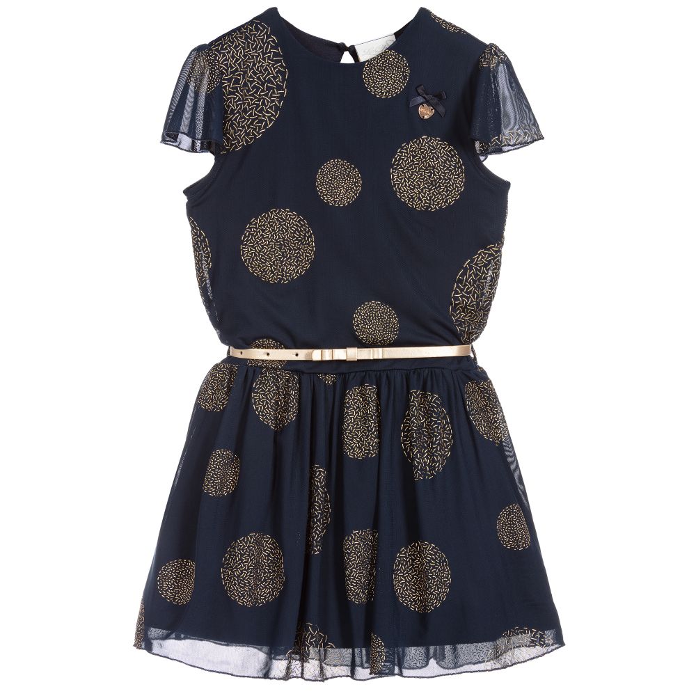 Le Chic - Girls Blue & Gold Dress | Childrensalon