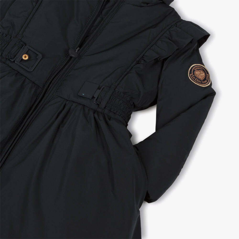 Le Chic-Girls Blue Hooded Long Coat | Childrensalon Outlet