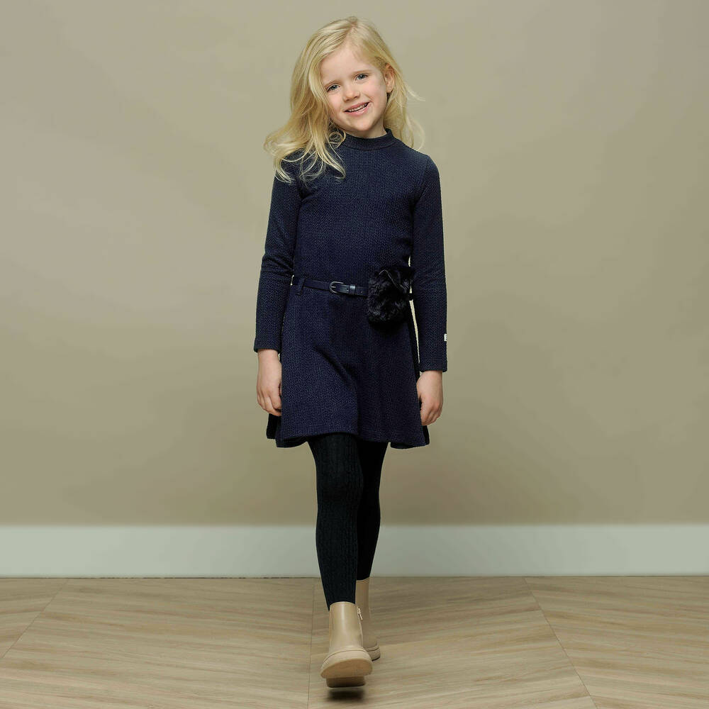 Le Chic-Синее трикотажное платье для девочек | Childrensalon Outlet