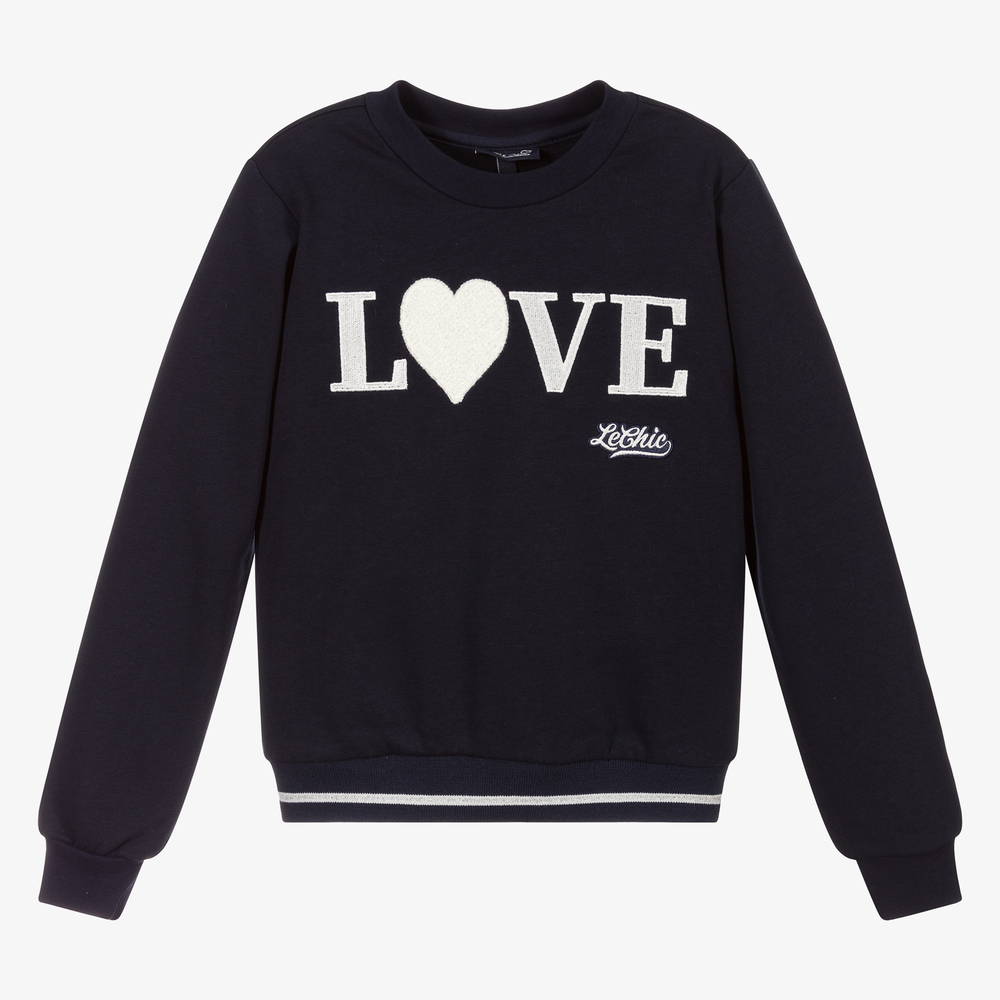Le Chic - Girls Blue Love Sweatshirt | Childrensalon