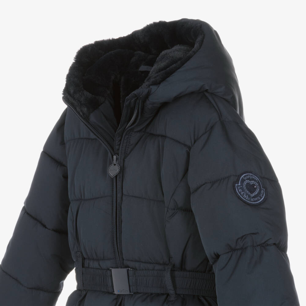 Le Chic-Girls Blue Quilted Coat with Bag | Childrensalon Outlet