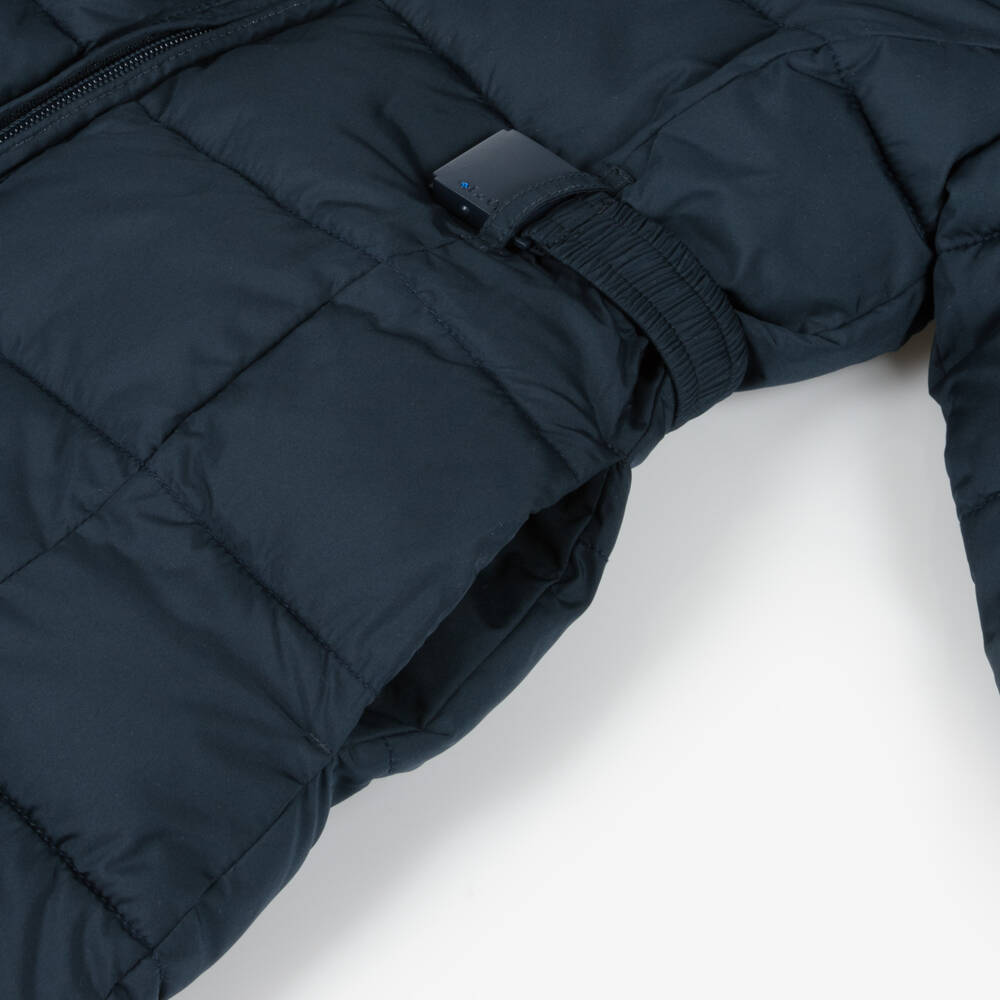 Le Chic-Girls Blue Quilted Coat with Bag | Childrensalon Outlet