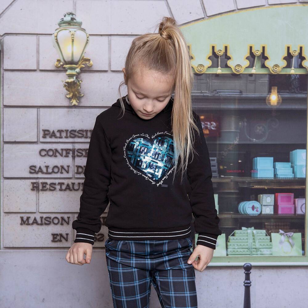 Le Chic-Girls Blue Sequin Heart Hoodie | Childrensalon Outlet