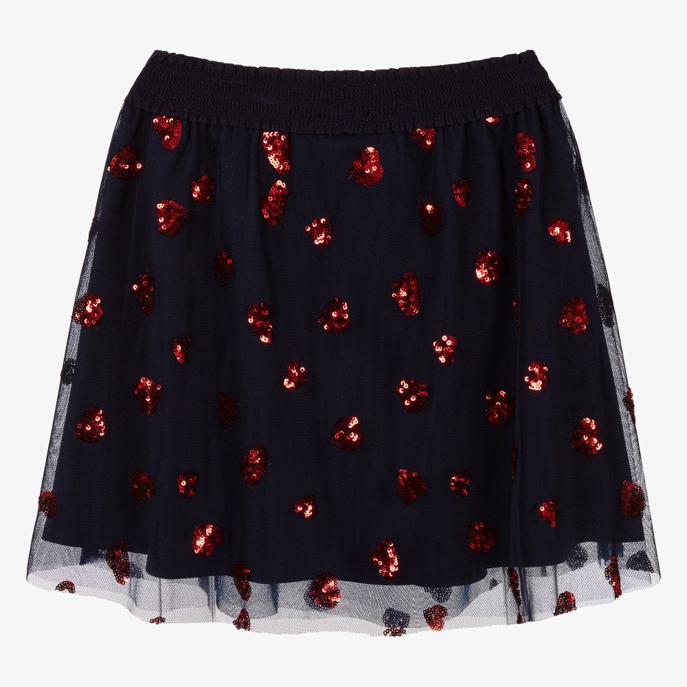 Le Chic-Синяя юбка с сердечками из пайеток для девочек | Childrensalon Outlet