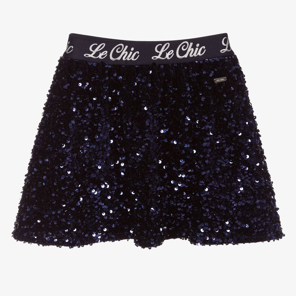 Le Chic-Girls Blue Sequinned Skirt | Childrensalon Outlet