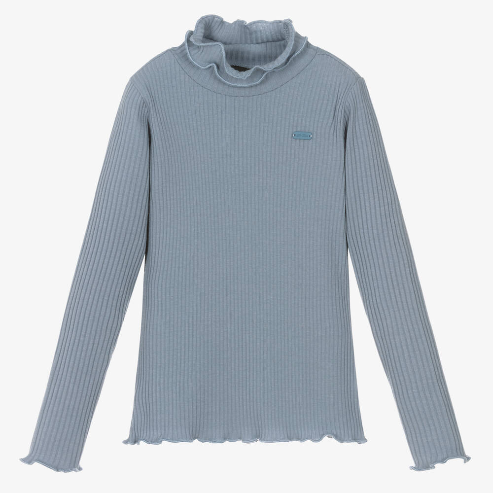 Le Chic - Girls Blue Turtle Neck Top | Childrensalon