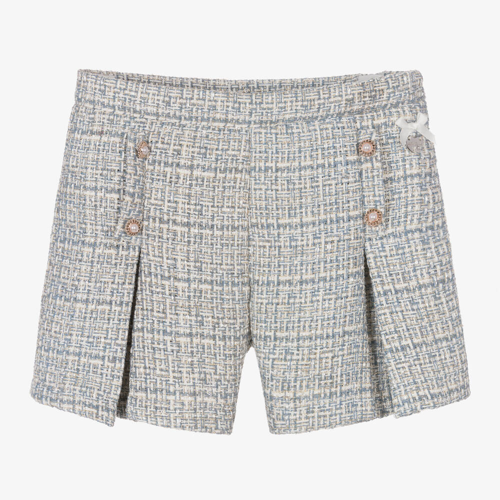 Le Chic - Blaue Tweed-Shorts für Mädchen | Childrensalon