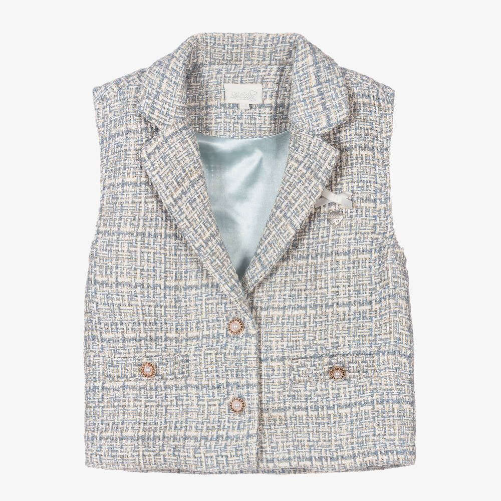 Le Chic - Blaue Tweed-Weste für Mädchen | Childrensalon