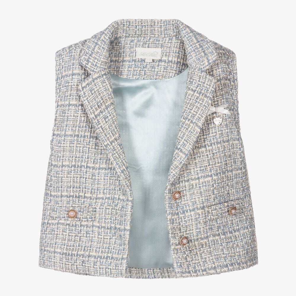 Le Chic-Girls Blue Tweed Waistcoat | Childrensalon Outlet