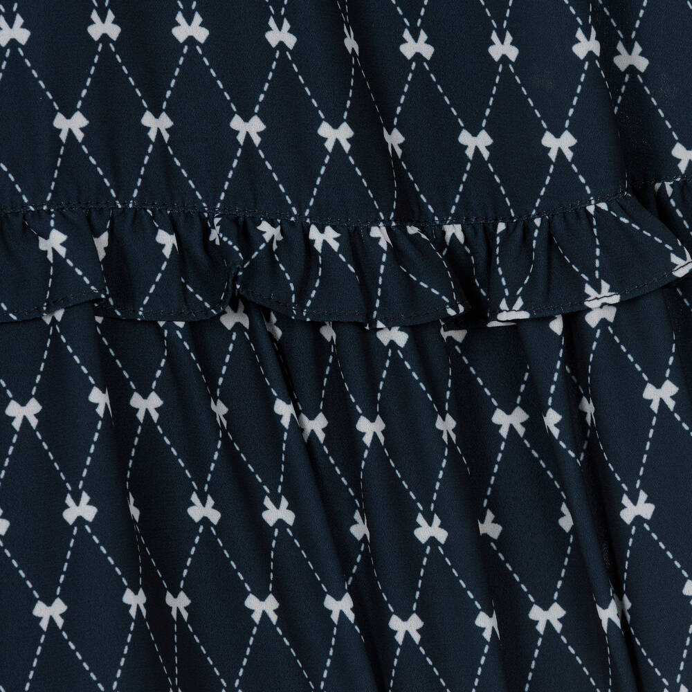 Le Chic-Girls Blue & White Chiffon Bow Dress | Childrensalon Outlet