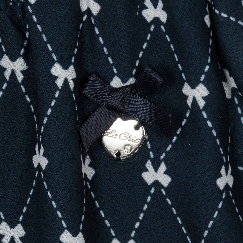 Le Chic-Girls Blue & White Chiffon Bow Dress | Childrensalon Outlet