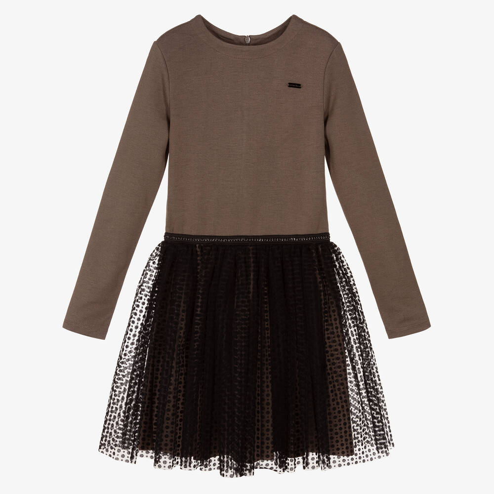 Le Chic - Jerseykleid in Braun und Schwarz | Childrensalon