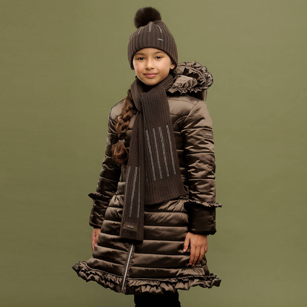 Le Chic-Girls Brown Diamanté Scarf | Childrensalon Outlet