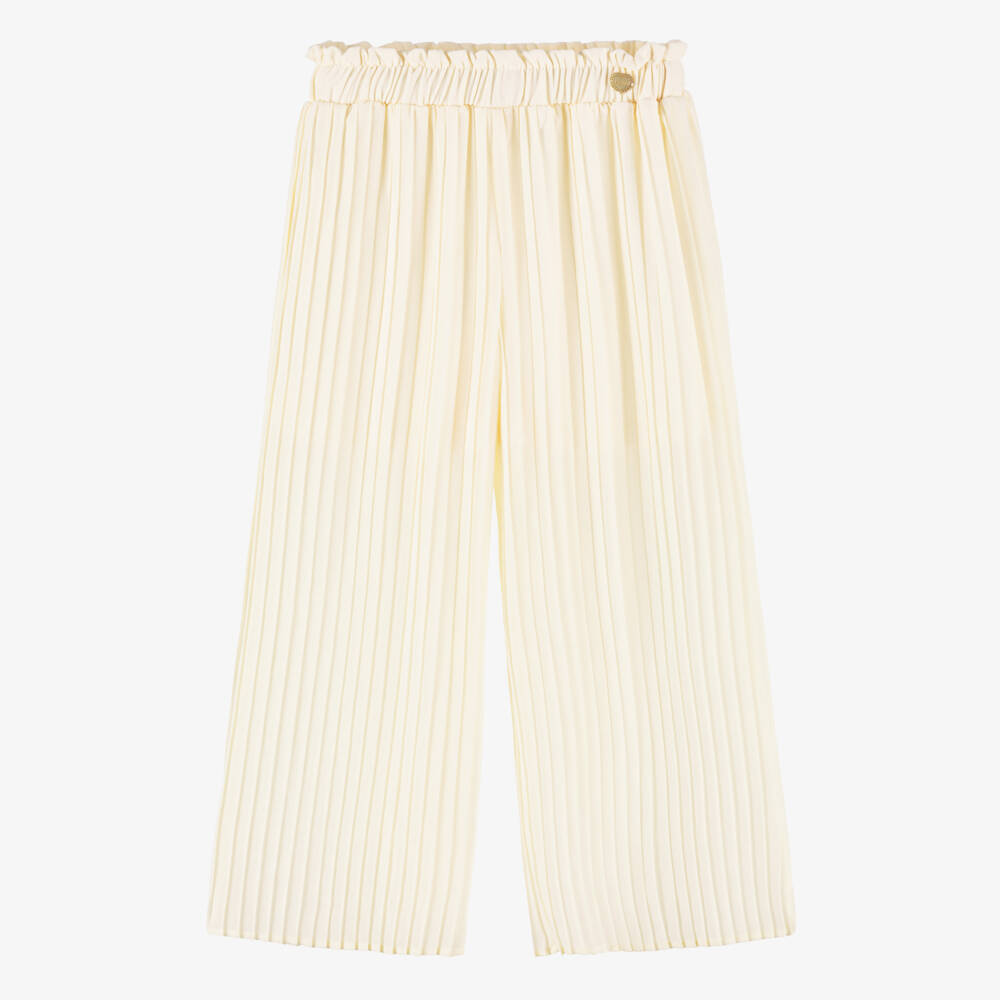 Le Chic-Girls Chiffon Ivory Pleated Pants | Childrensalon Outlet