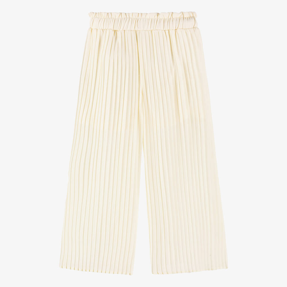 Le Chic-Girls Chiffon Ivory Pleated Pants | Childrensalon Outlet