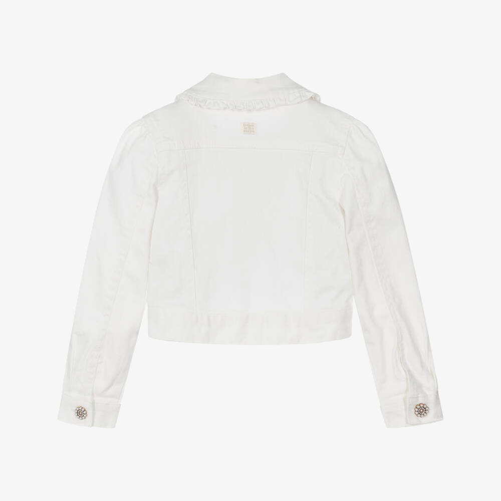 Le Chic-Кремовый джинсовый пиджак с рюшами для девочек | Childrensalon Outlet