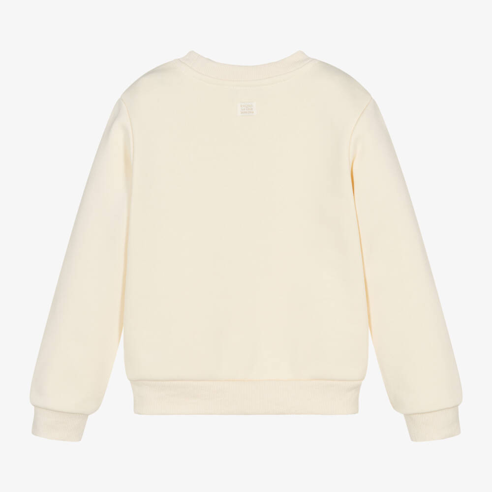لو شيك-سويتشيرت قطن لون عاجي للبنات | Childrensalon Outlet