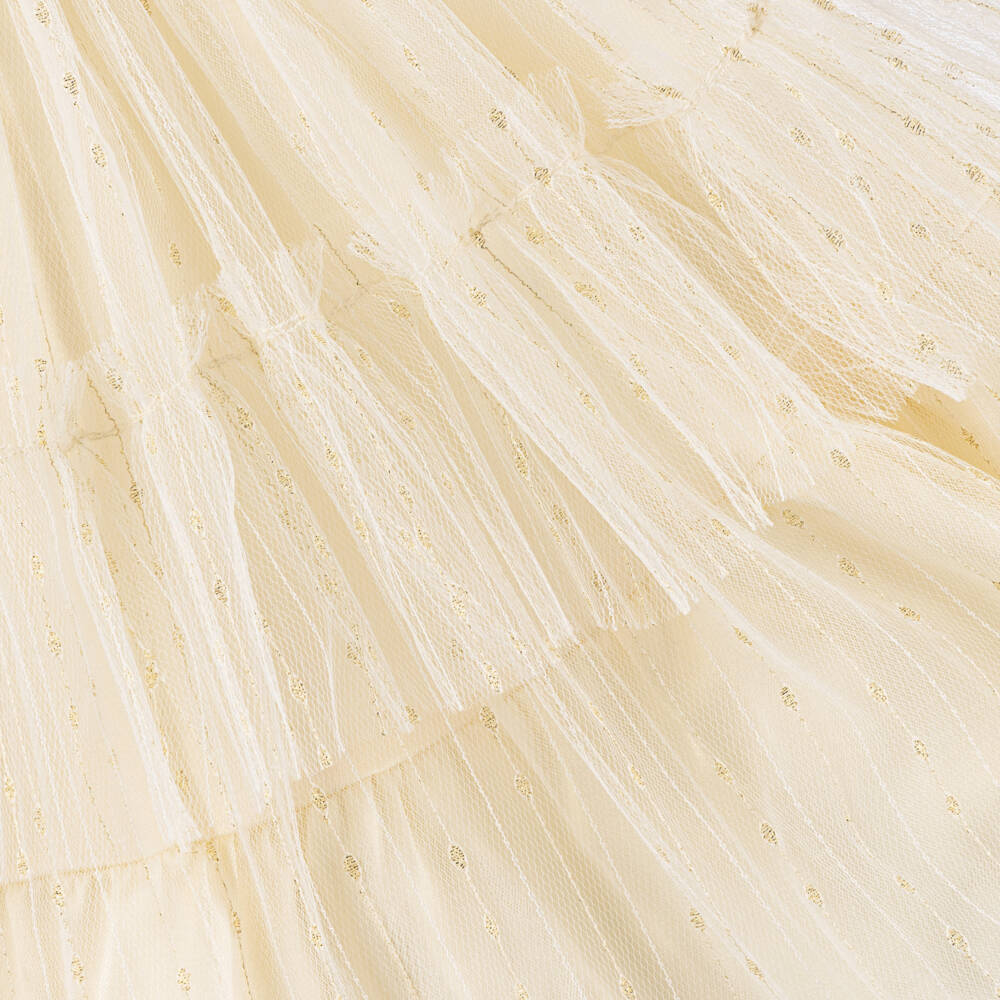 Le Chic-Girls Elegant Gold Satin Tulle Dress | Childrensalon Outlet