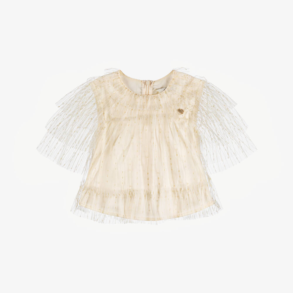 Le Chic-Элегантный золотой топ из тюля для девочек | Childrensalon Outlet