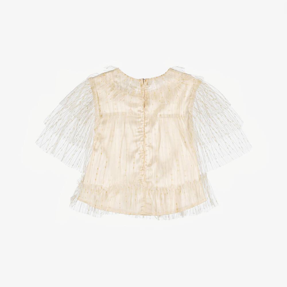 Le Chic-Girls Elegant Gold Tulle Top | Childrensalon Outlet