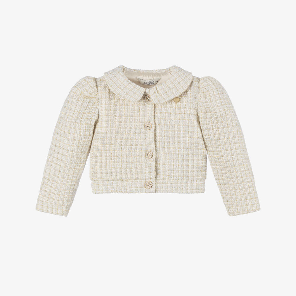 Le Chic-Элегантный кремовый и золотой пиджак для девочек | Childrensalon Outlet