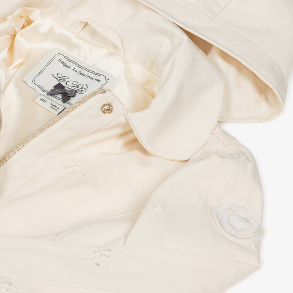 Le Chic-Girls Elegant Ivory Hooded Coat | Childrensalon Outlet