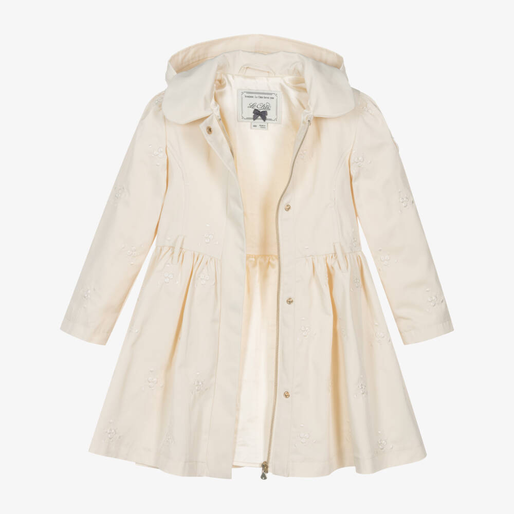Le Chic-Girls Elegant Ivory Hooded Coat | Childrensalon Outlet