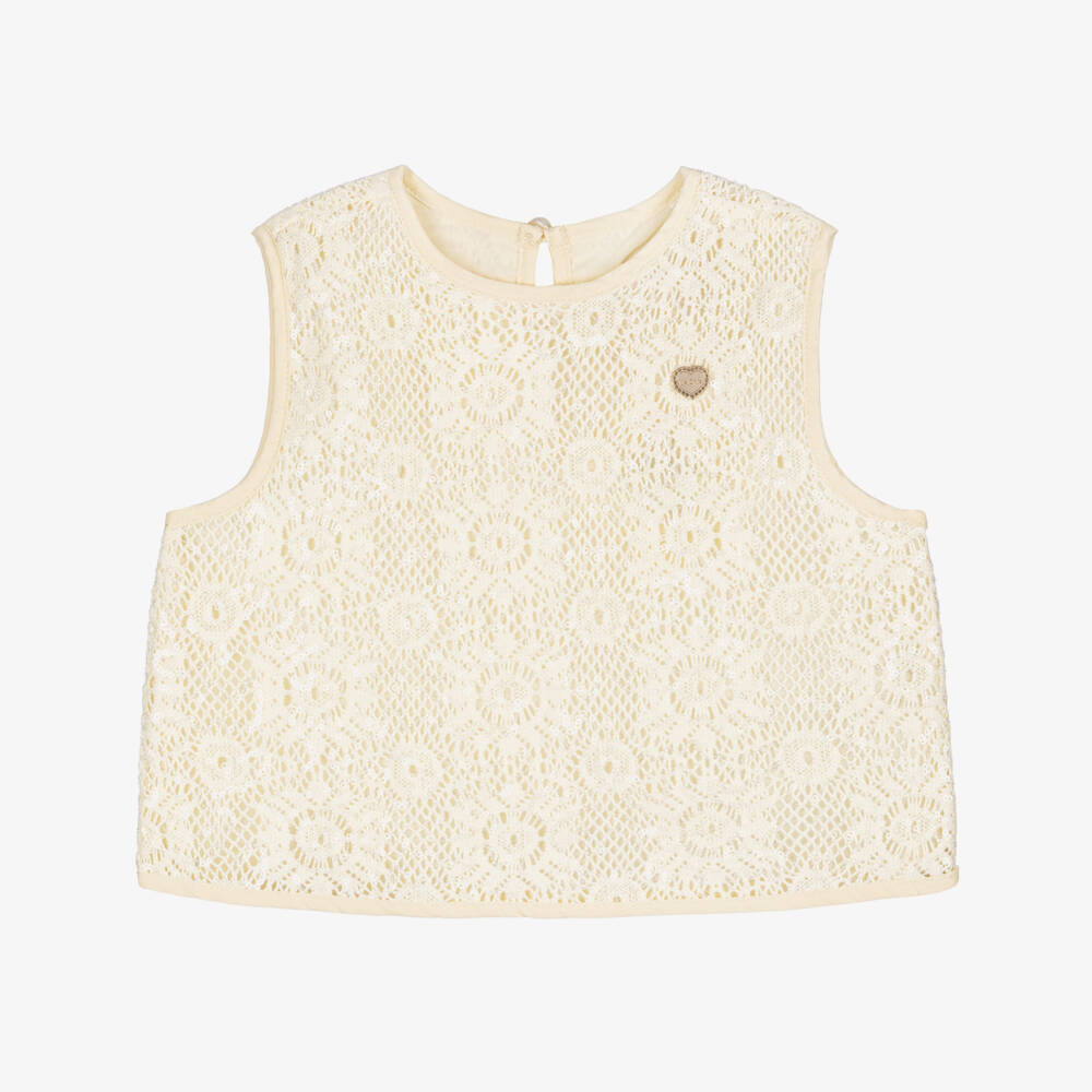 Le Chic-بلوزة دانتيل عاجية أنيقة للبنات | Childrensalon Outlet