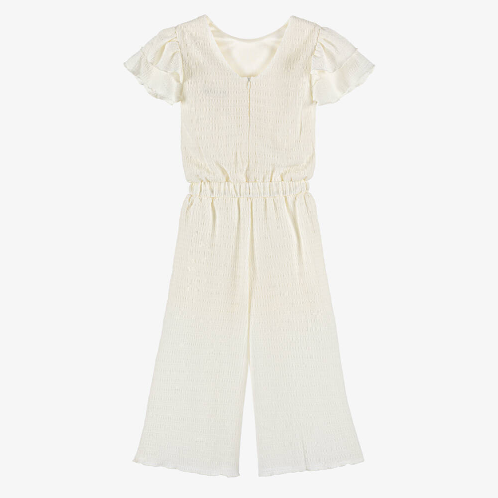 Le Chic-Girls Elegant Ivory Playsuit With Waist Tie | Childrensalon Outlet