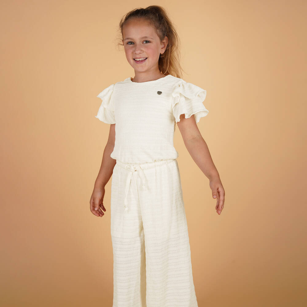 Le Chic-Girls Elegant Ivory Playsuit With Waist Tie | Childrensalon Outlet