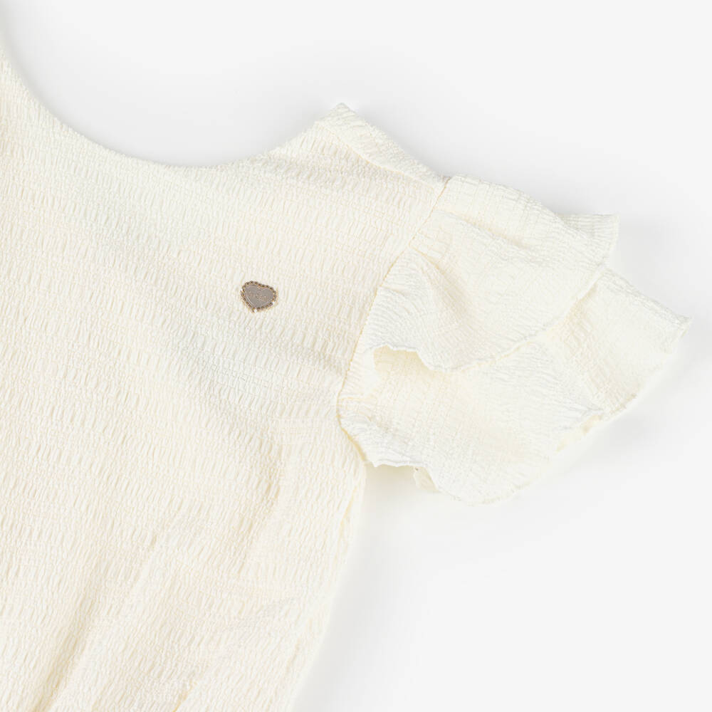 Le Chic-Girls Elegant Ivory Playsuit With Waist Tie | Childrensalon Outlet
