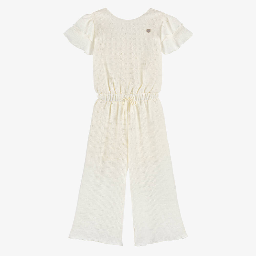 Le Chic-Элегантный кремовый комбинезон с поясом для девочек | Childrensalon Outlet