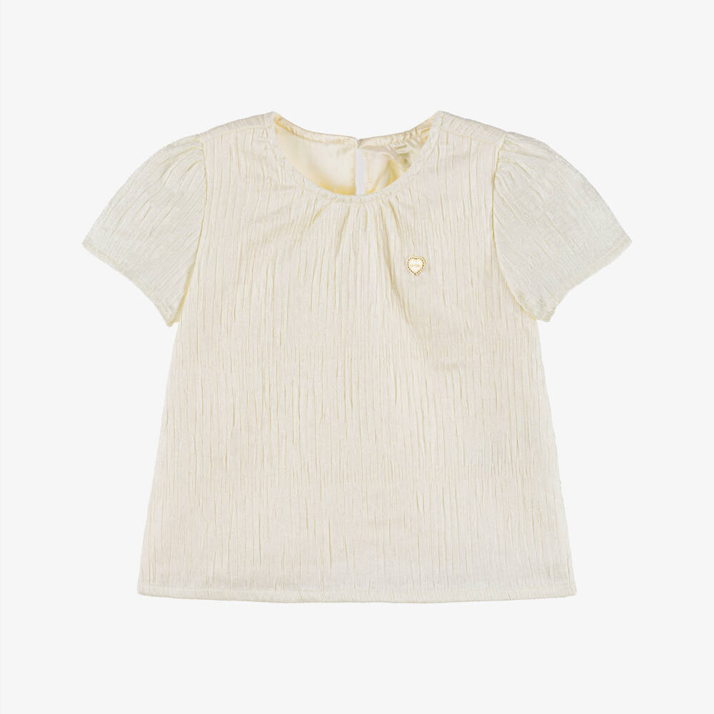 Le Chic-Элегантный кремовый атласный топ для девочек | Childrensalon Outlet