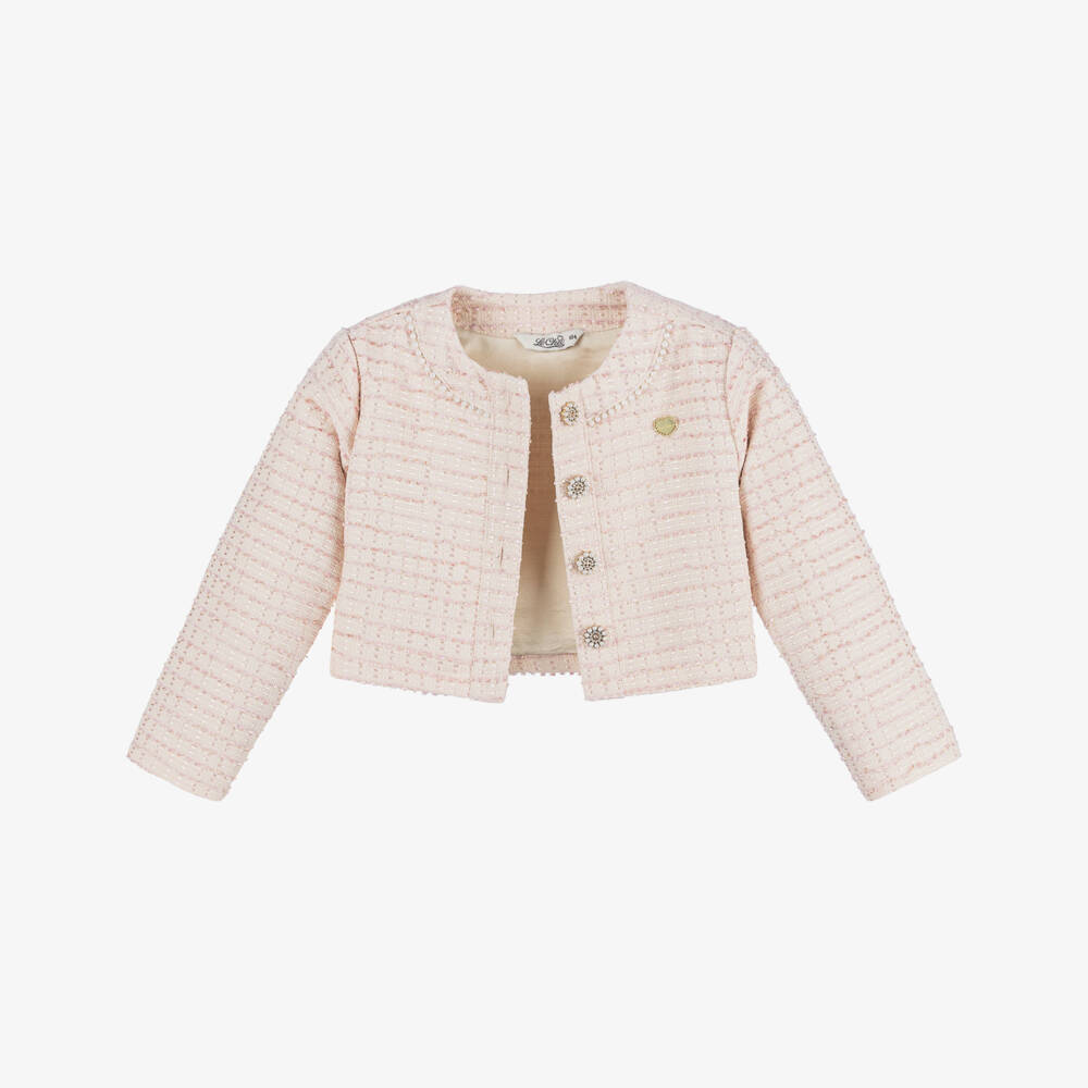 Le Chic-Элегантное розовое твидовое пальто для девочек | Childrensalon Outlet