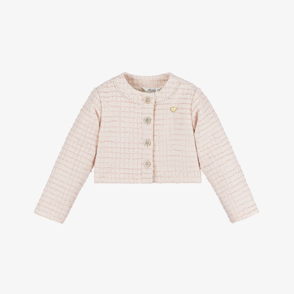 Le Chic-Girls Elegant Rose Tweed Coat | Childrensalon Outlet